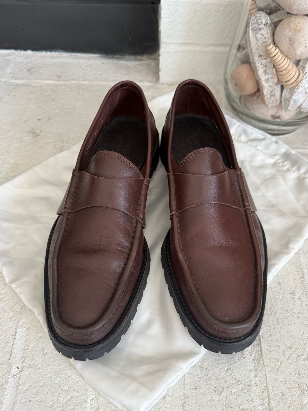 Gucci Men’s Brown Leather Lug Sole Penny Loafers Size 11 Made in Italy - Picture 3 of 10